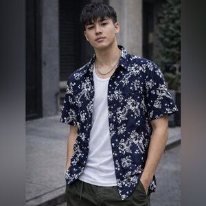 Uzzi Amphibious Gear Hawaiian Shirt XXL Floral Button Up Y2K